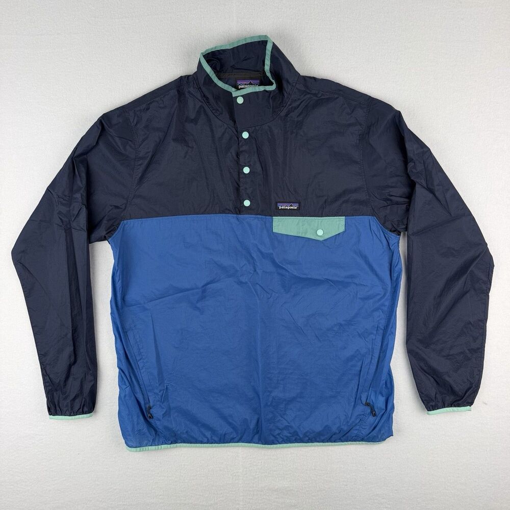 Patagonia Houdini Snap-T Pullover Jacket Mens XL Blue Windbreaker Outdoor